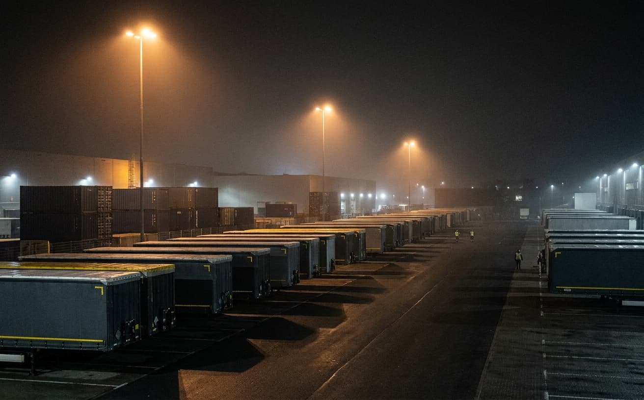 Lagerhaus-Außenbereich nachts: die billigste teure Stelle der Logistik