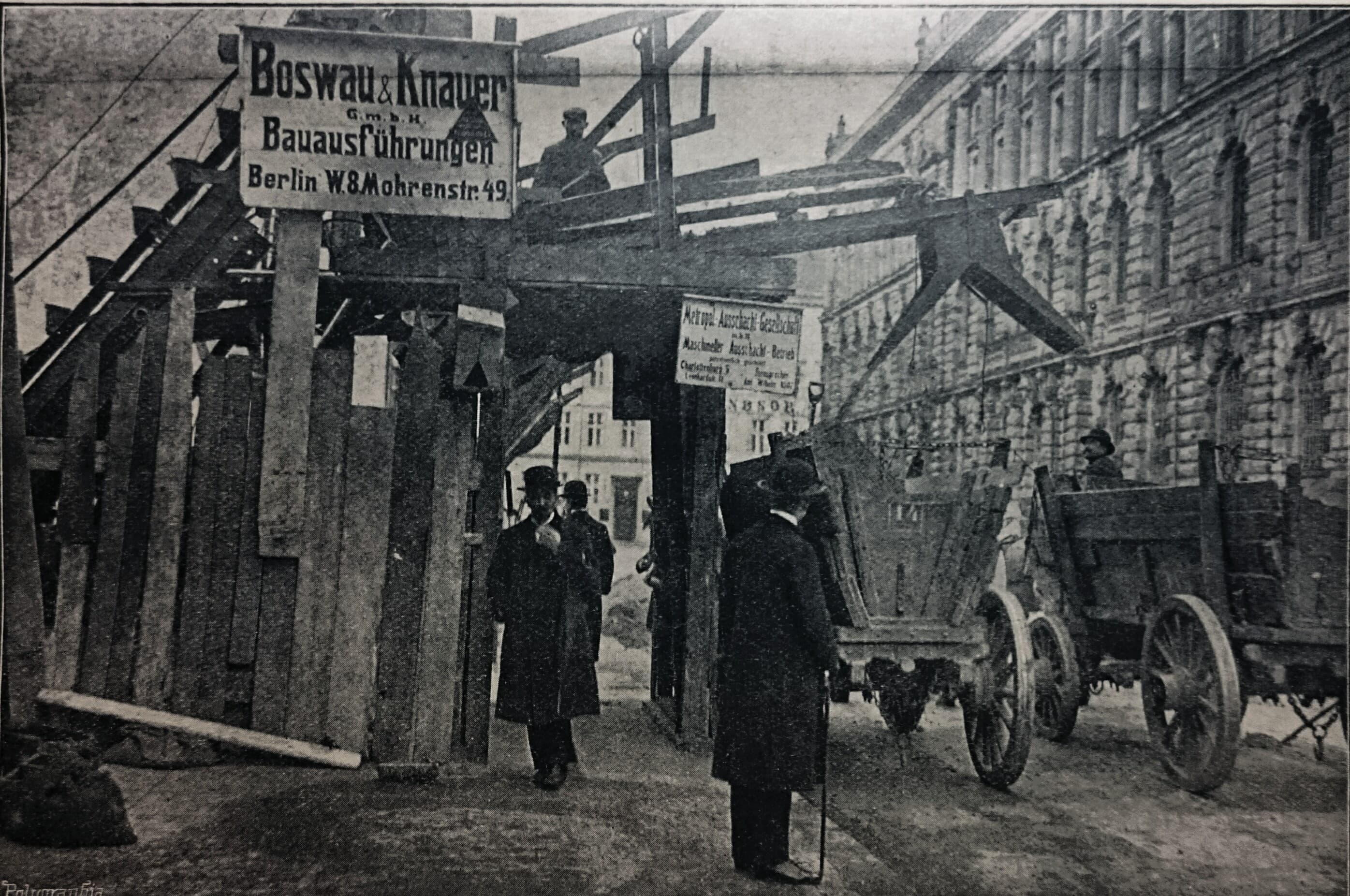 BOSWAU + KNAUER Baugrube in Berlin mit Eimerkettenbagger, 1913